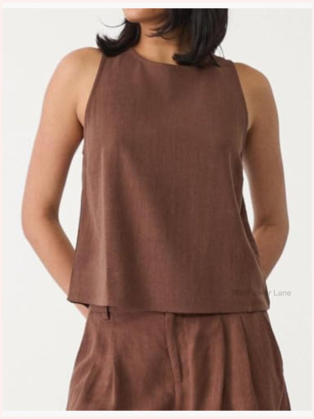 Womens Linen Tank Top Sleeveless Casual Summer Beach Top - Picture 2 of 6